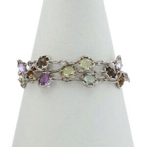 Tacori Medley Cascading Gem Amethyst Quartz Bracelet 8 1/4" Sterling925 Gold 18k